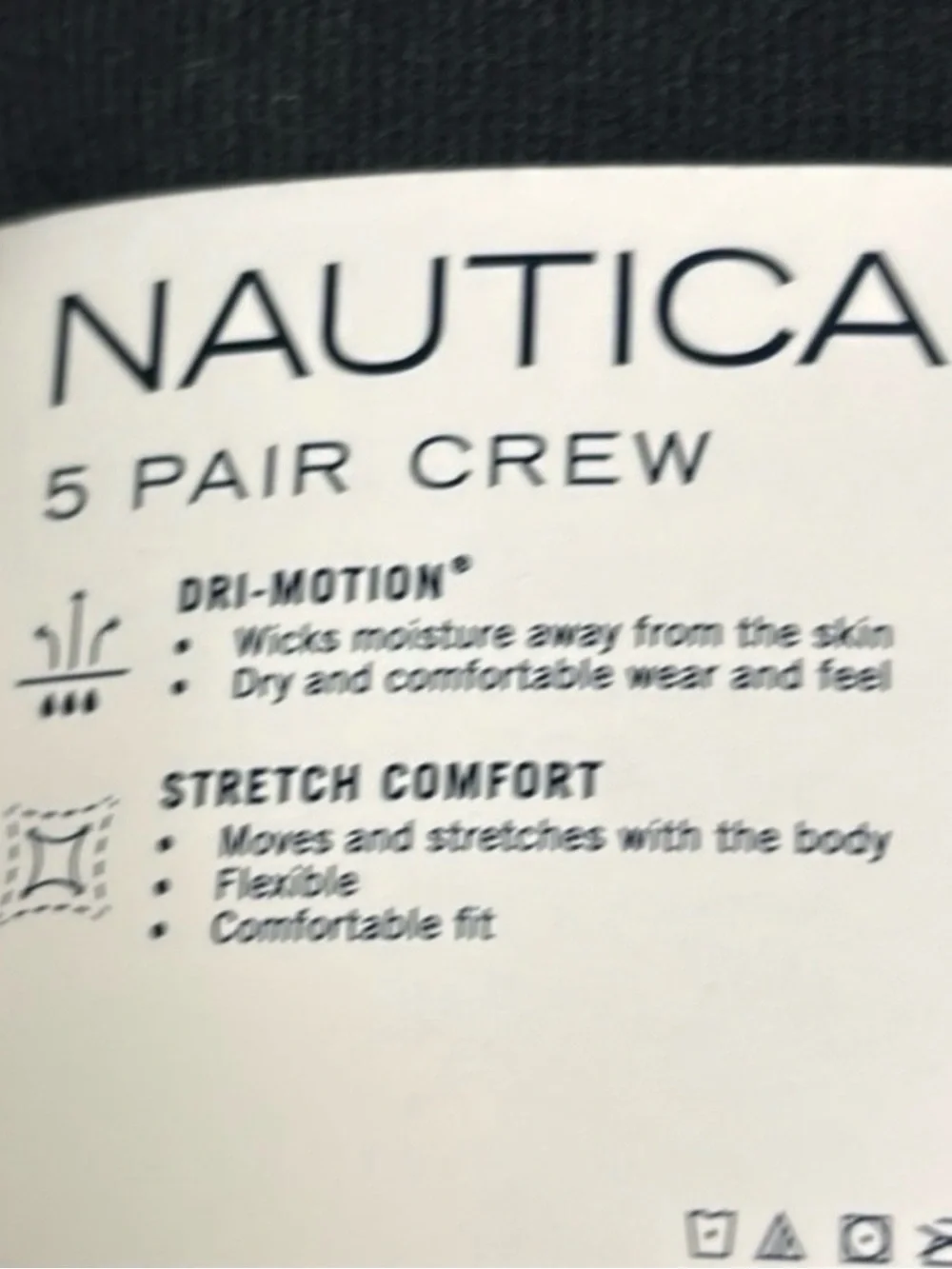 New Nautica Socks Men’s 5 Pair Black Crew Sock Business Casual Dress Active